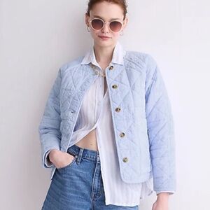 🪺 J Crew Women’s Periwinkle Blue Quilted Patchwork Jacket - Medium 🪺